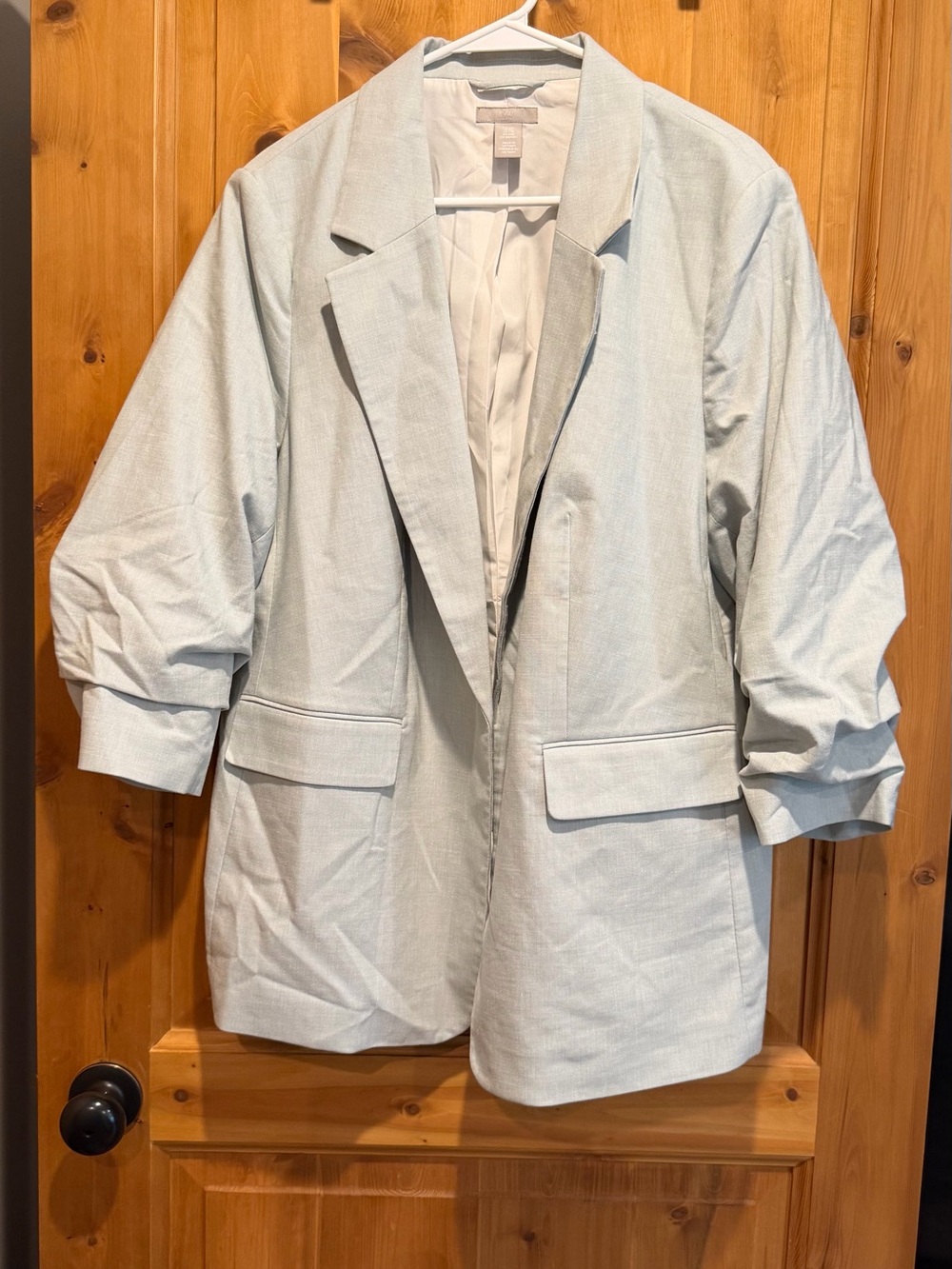 H&M Light Blue/Green Women's Relaxed Tailored Blazer - 3/4 Sleeve 2XL